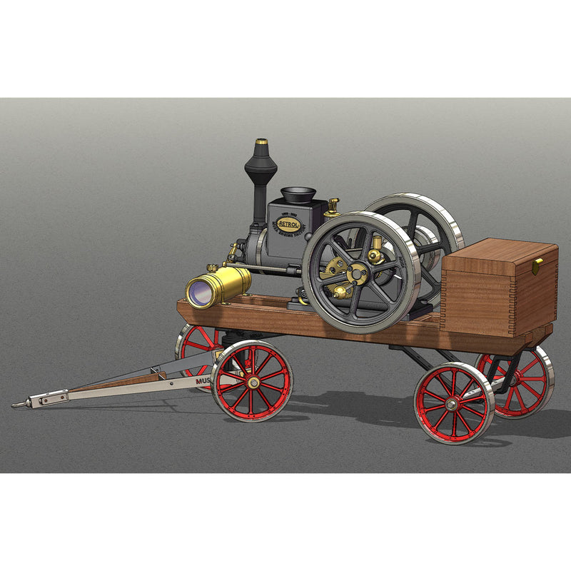 retrol hm-01 hit and miss stationary engine full set with transport cart