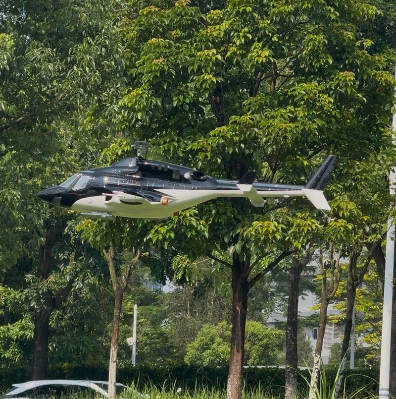 flywing bell 222 airwolf 2.4g 6ch 470-class rc military helicopter model with retractable landing gear, ace flight controller, gps positioning & m1 and m2 stick-mode (rtf)
