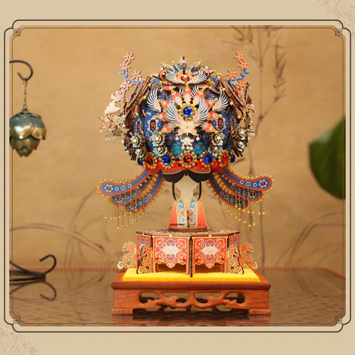 wooden diy phoenix crown music box model kit christmas desk decor