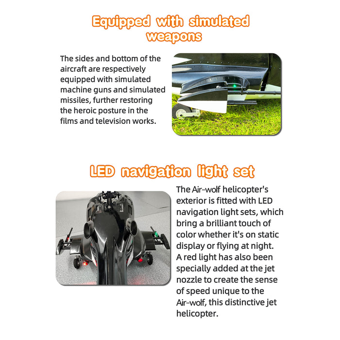 FLISHRC Airwolf Pro FL500 500-Class 6CH Scale RC Helicopter with L7 Flight Controller & 4-Mode GPS, 2.4GHz RTF