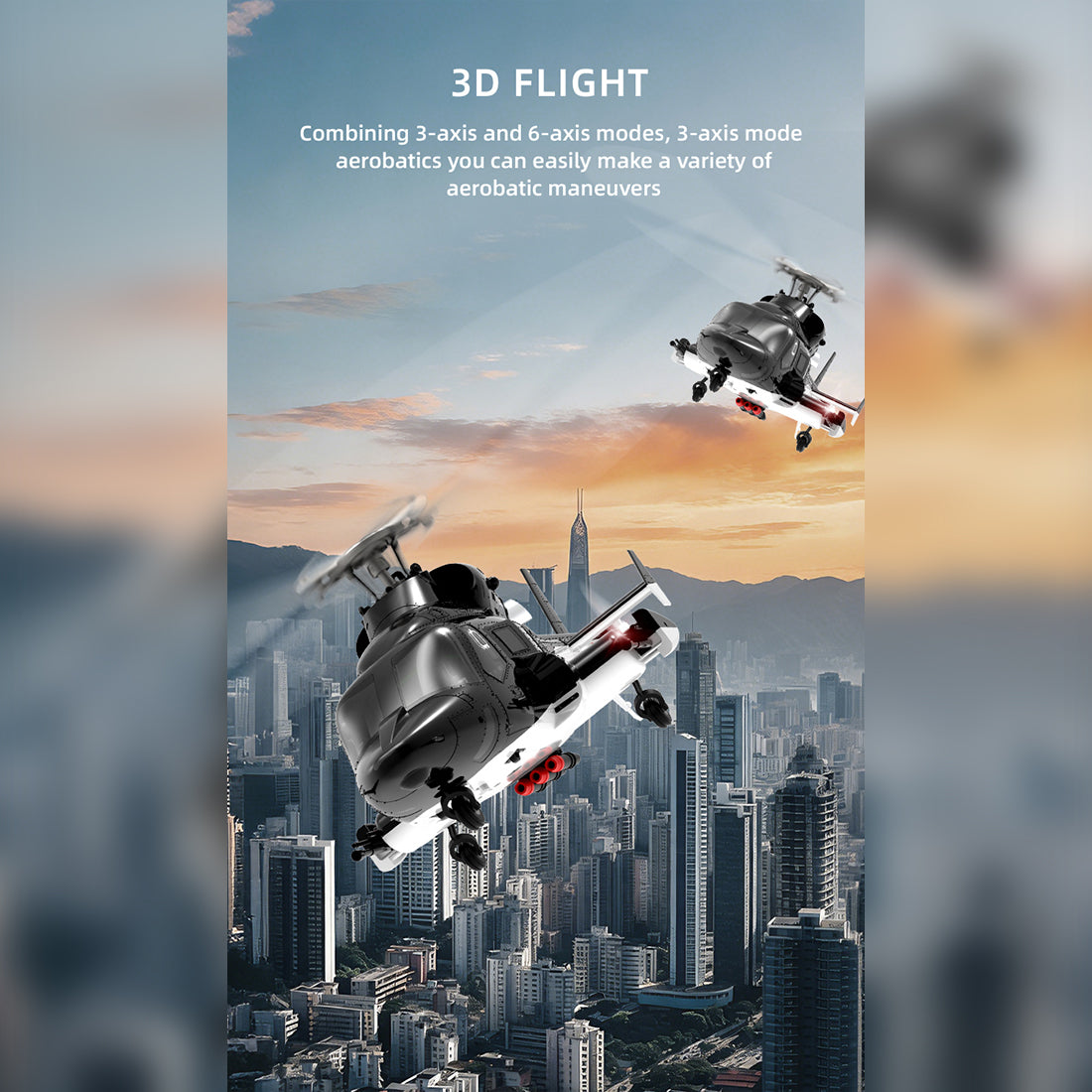 yuxiang f02-v 1/34 scale airwolf rc helicopter 2.4g 6ch 3d/6g flybarless helicopter rtf with lights, brushless motor, gyro stabilization
