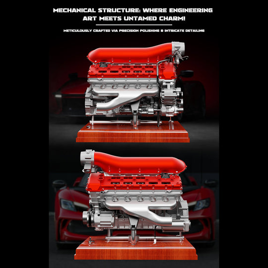 V12 Engine Model Kit that Works - Build Your Own V12 Engine - TECHING 1/4 Supercar V12 Engine Model Kit with Synchronized Throttle Sound Effects 800+PCS