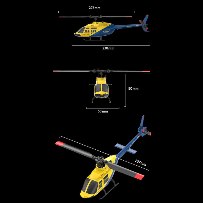 a60 bell206 90-class 2.4g 4ch single rotor flybarless mini rc helicopter model with optical flow altitude hold 1/42 scale