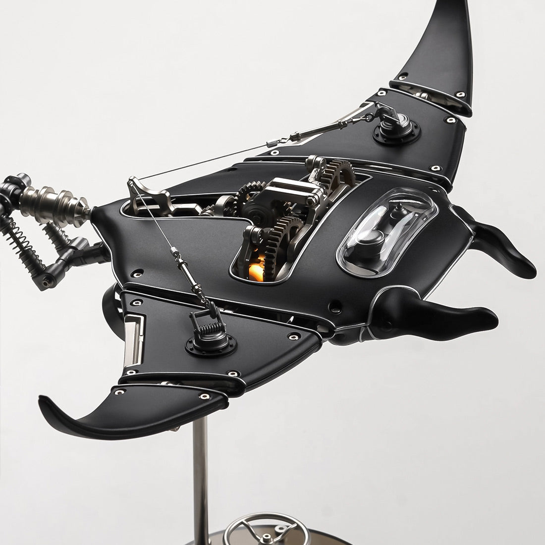 Manta Ray Mechanical Marine Biological 3D Metal Assembly Model with Lights -ENGINEDIY