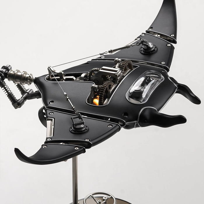 Manta Ray Mechanical Marine Biological 3D Metal Assembly Model with Lights -ENGINEDIY