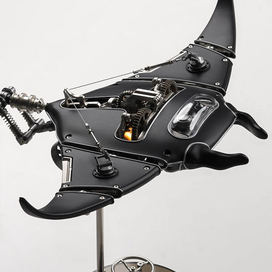 Manta Ray Mechanical Marine Biological 3D Metal Assembly Model with Lights -ENGINEDIY