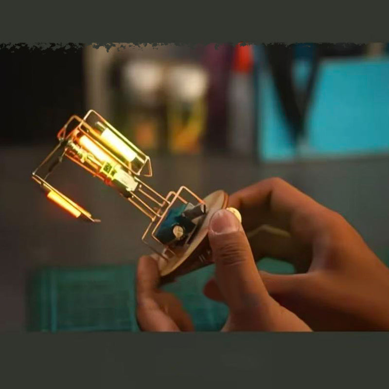 solar metal wire satellite rotating led light tower diy electronic sculpture soldering kit for home desk decor