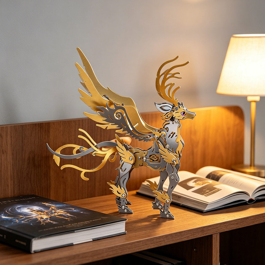 3d metal mechanical deer diy assembly model kit, futuristic desktop for adults and collectors