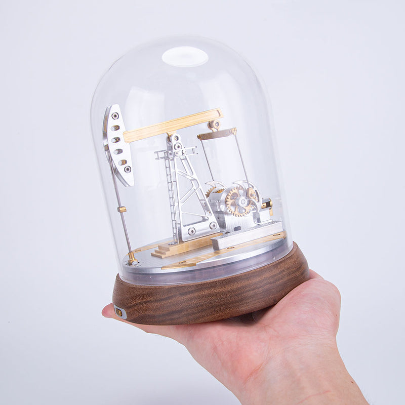 Travelling beam oil pumping machines model with North American black walnut base - EngineDIY