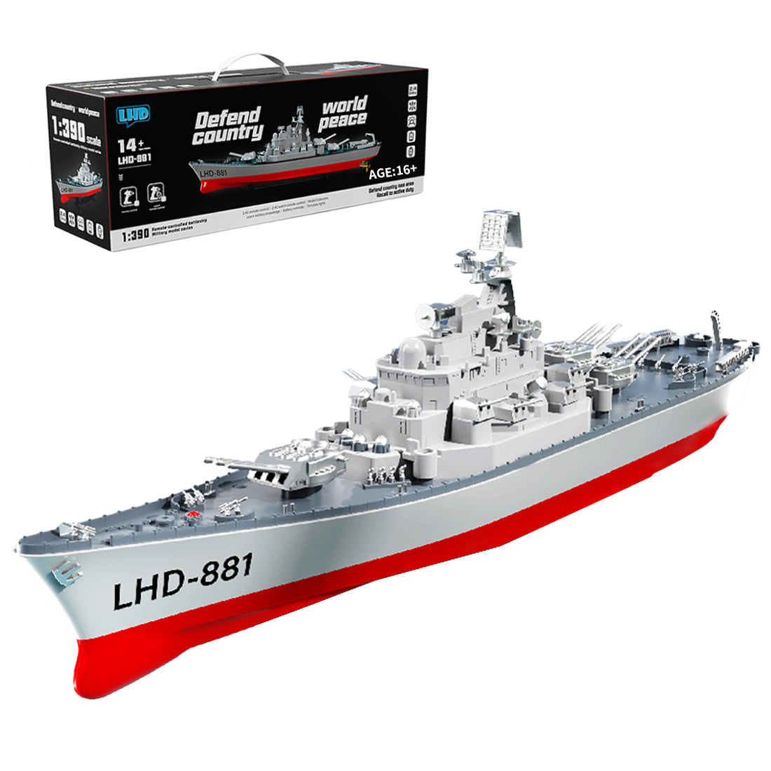 lhd-881 1/390 2.4g rc electric high-frequency twin-engine battleship model
