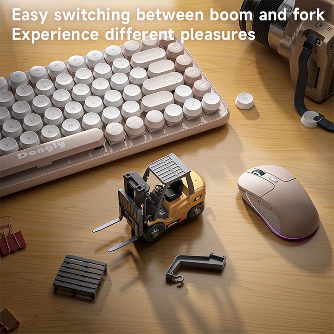 rc forklift remote control forklift with flatbed trailer pullback car 1/64 scale 2.4g kids toy