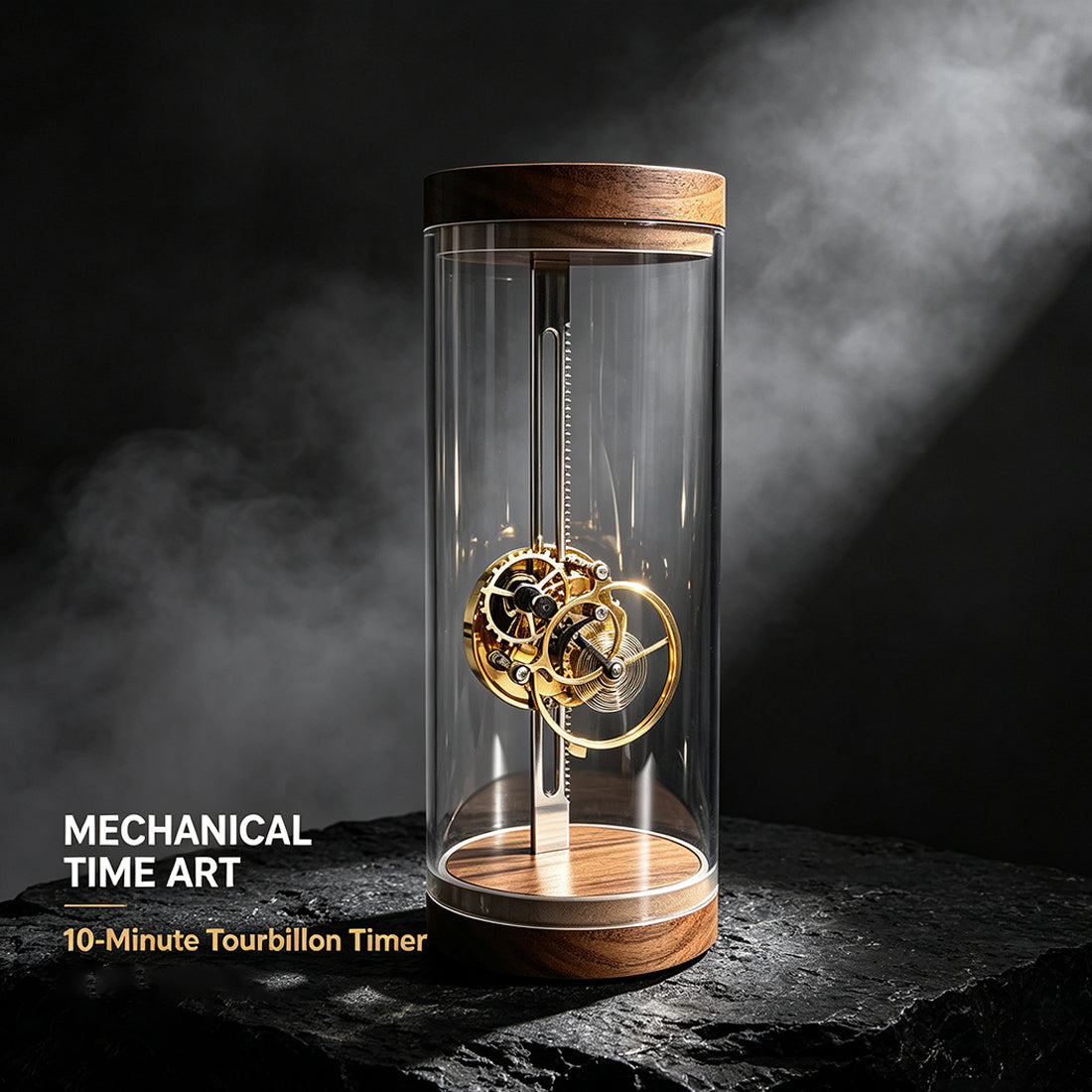 Mechanical Hourglass Timer – Brass & Walnut Wood 3-Minute