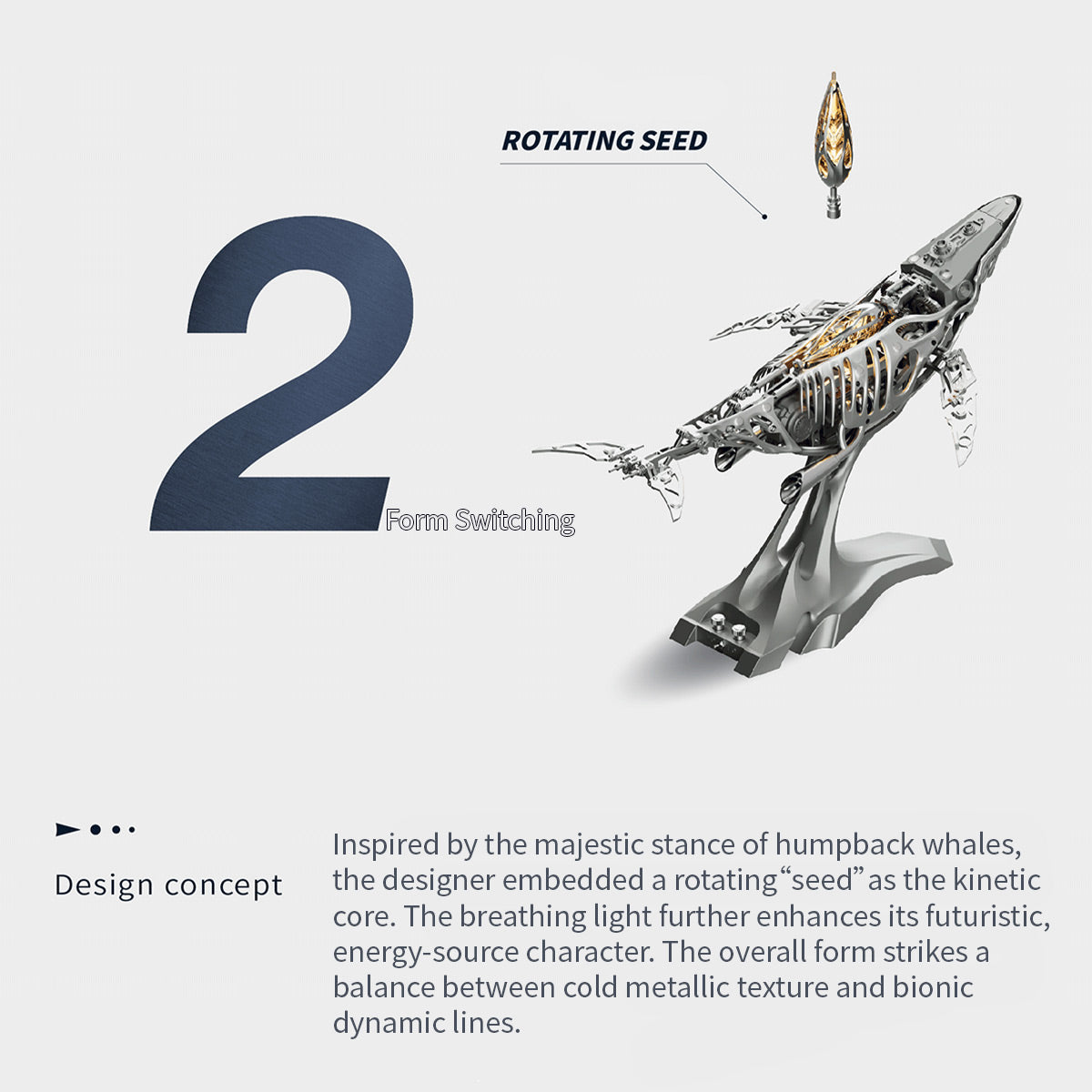 3d metal mechanical humpback whale model kit– diy marine creature assembly puzzle toy