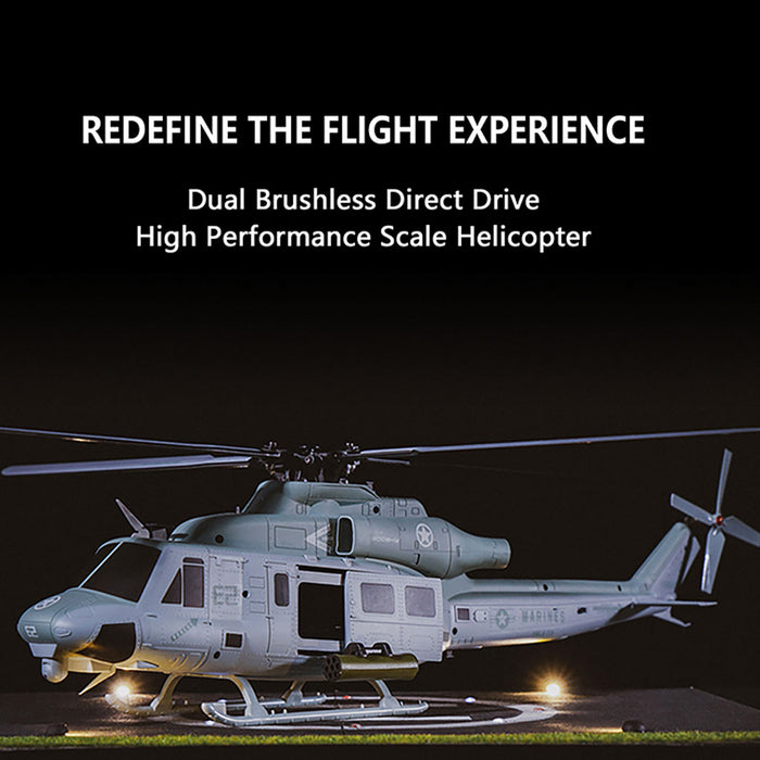 goosky e2 uh-1y 2.4g rc 6ch dual brushless direct drive scale aerobatic gts flight control helicopter model