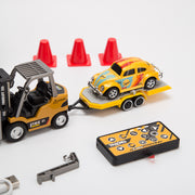 rc forklift remote control forklift with flatbed trailer pullback car 1/64 scale 2.4g kids toy