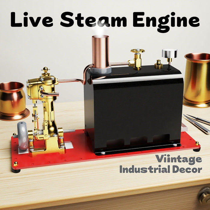 rw-bl1k mini reversible reciprocating single-cylinder live steam engine kit with boiler diy kit