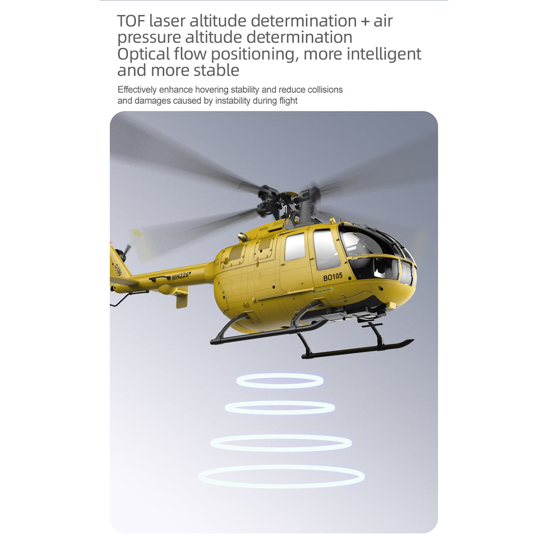 rc era c180 1/25 scale 2.4g 6ch single rotor flybarless rc helicopter model with barometer, tof lidar altitude hold & optical flow positioning (rtf version)