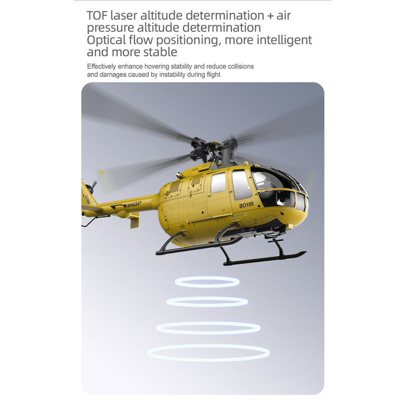 rc era c180 1/25 scale 2.4g 6ch single rotor flybarless rc helicopter model with barometer, tof lidar altitude hold & optical flow positioning (rtf version)