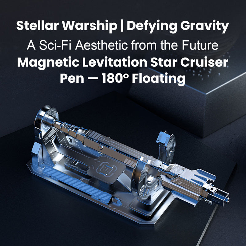 Mechanical Assembly Space Starship Pen with Magnetic Floating Base - Desk Decoration &amp; Gift Set for Students - EngineDIY