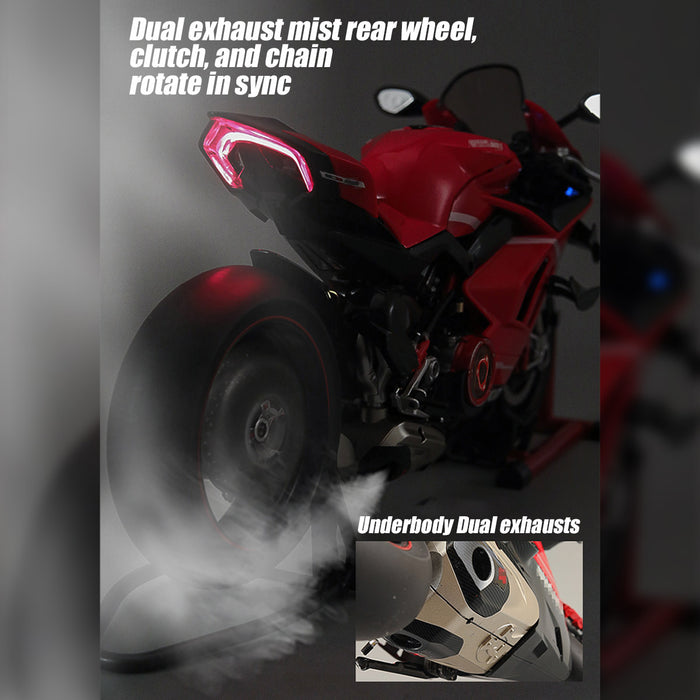 1/7 scale alloy dynamic motorcycle model v4 top edition with ignition system & smoke spray