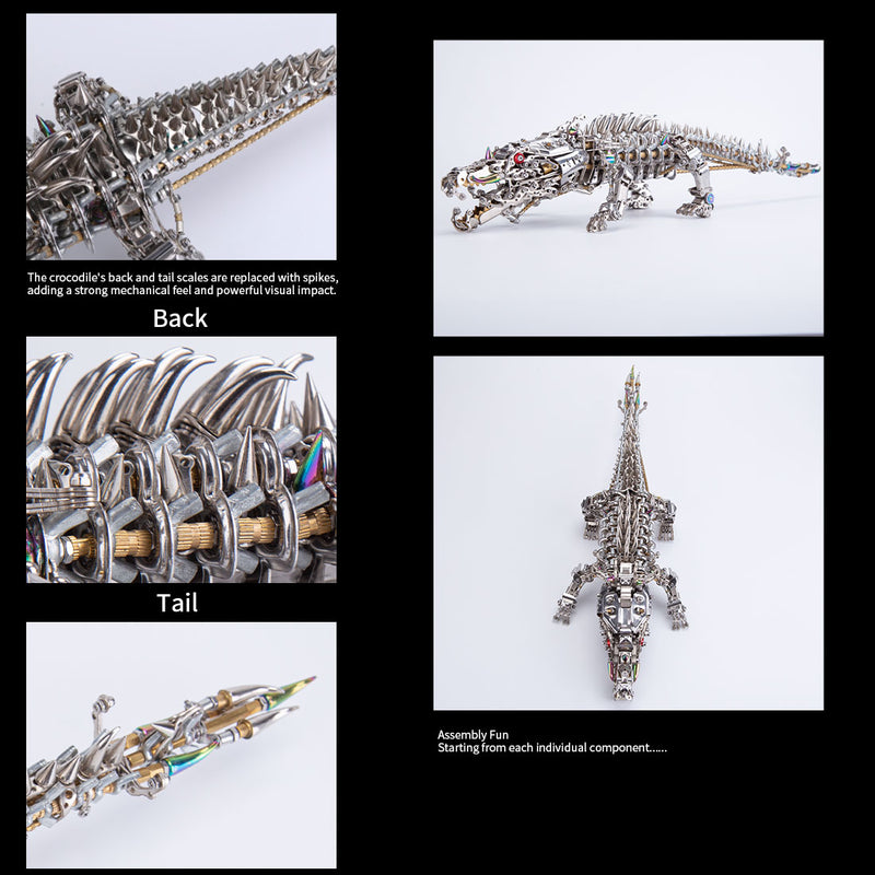 3D Metal Sleeping Crocodile DIY Metal Puzzle Model Kit Mechanical Assembly Crafts 1500+PCS - EngineDIY