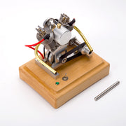 MUSA Hoglet V-twin Engine Mini 4-Stroke V2 Gasoline Engine Internal Combustion Model Realistic Motorcycle Kickstart (RTR Version/Silver)-EngineDIY