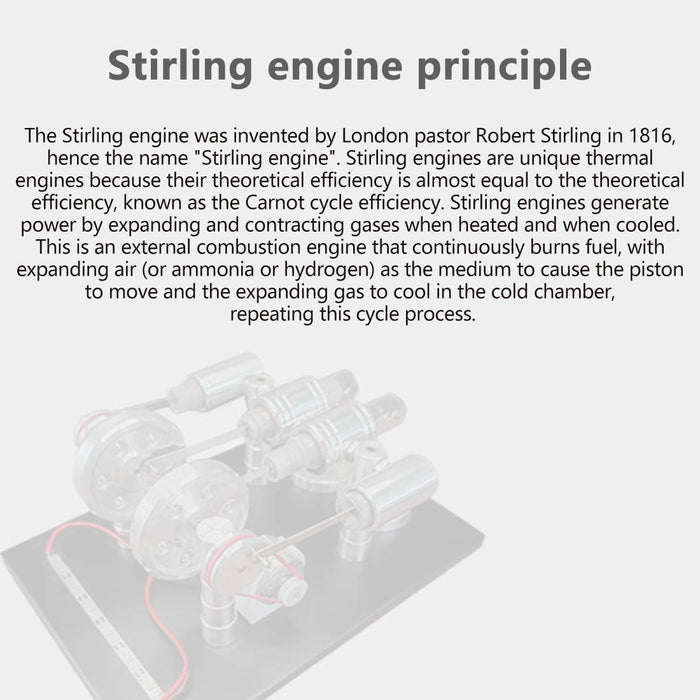 STL-SGM Inline Four-Cylinder Hot Air Stirling Engine External Combustion Engine Power Generator Model