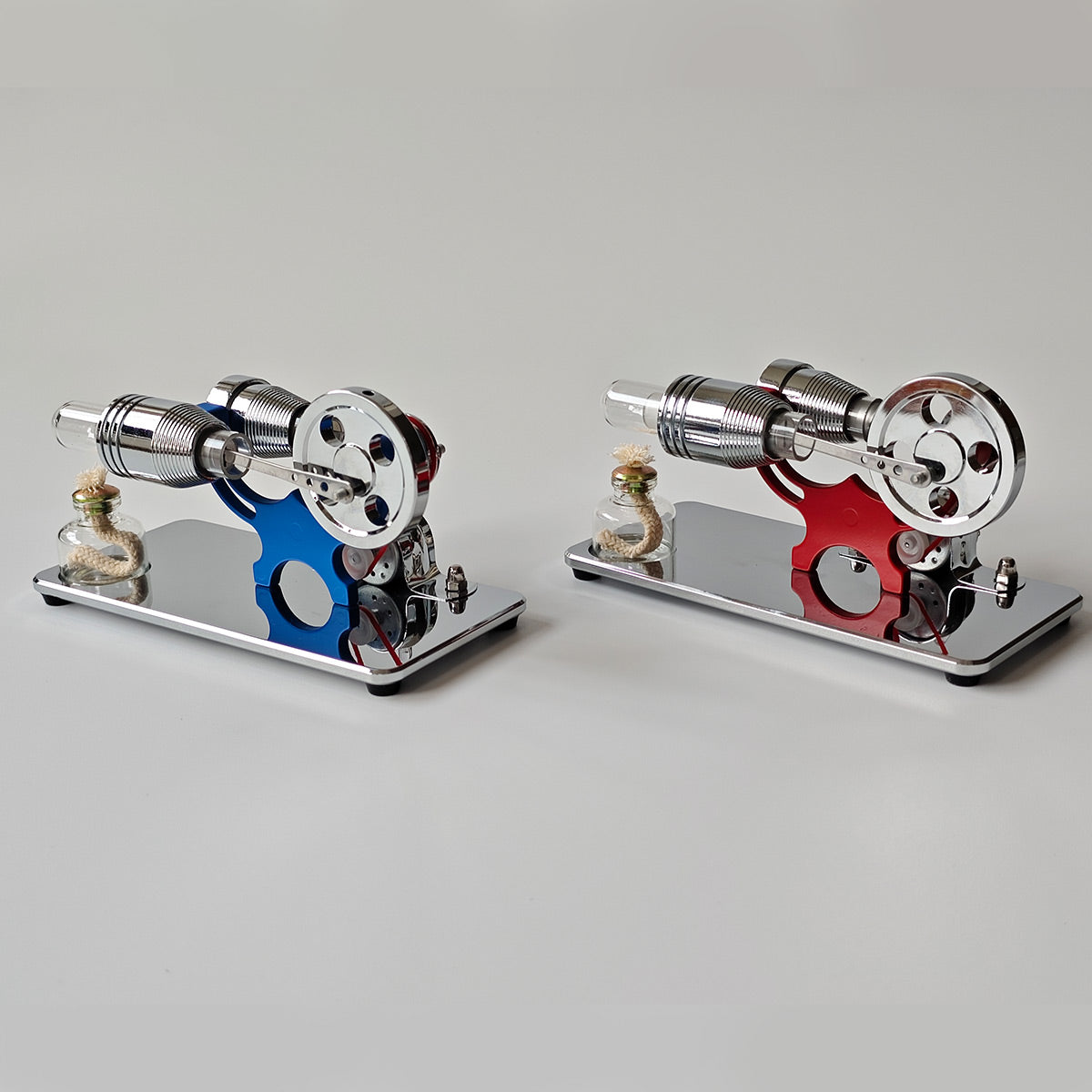 ENJOMOR γ-Type Mirror-Reflective Thermal Air Stirling Engine Generator Model with LED Bulb String