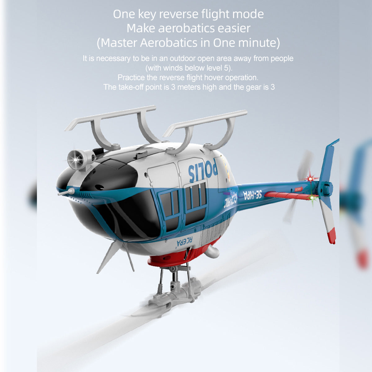 rc era c138pro 1/33 scale bell 206 2.4g 6ch flybarless single-rotor rc helicopter model with one-touch inverted flight (rtf version/police livery)