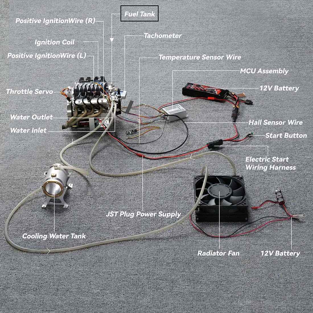 cison v8 Engine ls-52 small-block 52cc 1/5 water-cooled 4-stroke 8-cylinder gasoline engine internal combustion v8 engine model kit