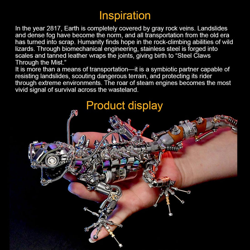 diy steampunk chameleon lizard mechanical 3d metal model kit 1000pcs difficult puzzle