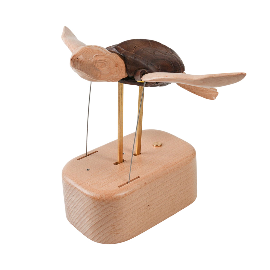 handcrafted wooden sea turtle dynamic model- desktop stress relief display