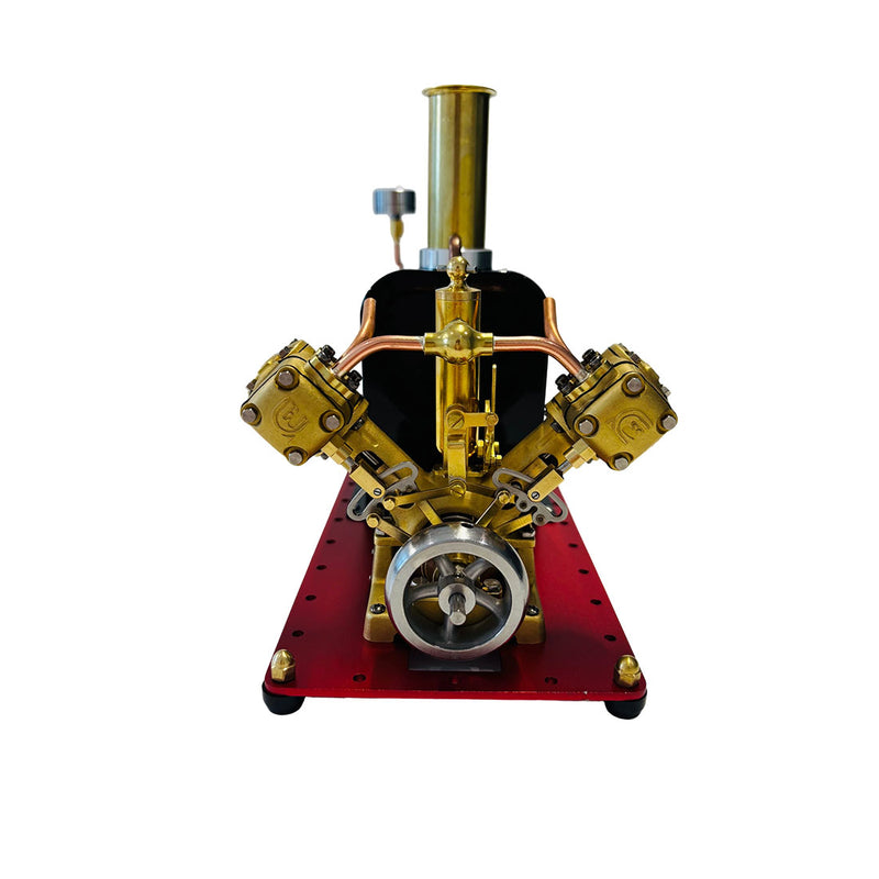 RW-BV2C Mini Reversible Reciprocating V-Type Dual-Cylinder Live Steam Engine and Boiler Model - EngineDIY