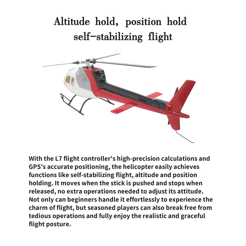 FLISHRC Eurocopter AS350 500-Class RC Helicopter 2.4G 6CH with L7 Flight Controller & 4-Mode GPS Positioning – RTF Version - EngineDIY