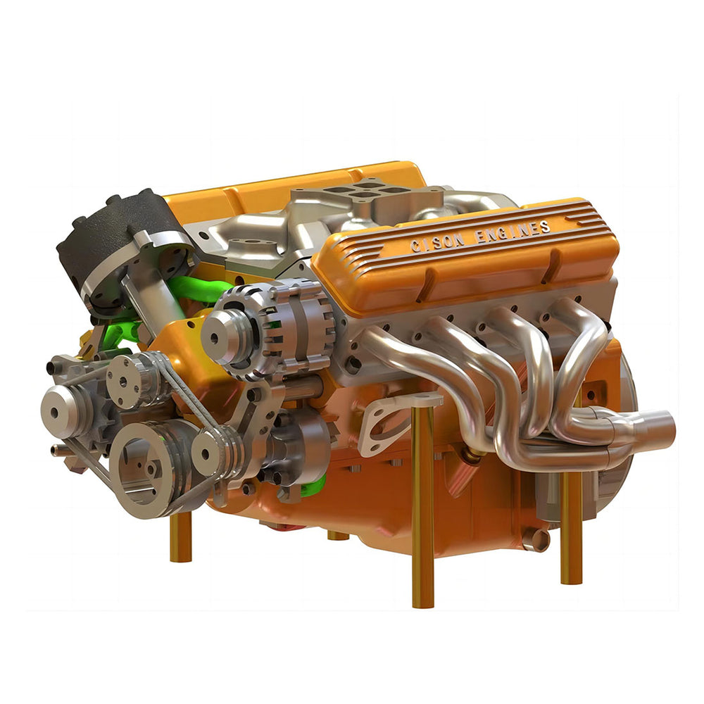 CISON Small-block 44CC 1/6 Scale Water-Cooled OHV 4-Stroke V8 Gasoline Engine Internal Combustion Model Kit that Works chevrolet ford