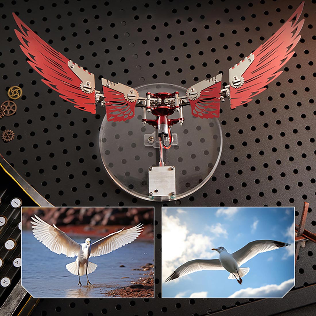 flaming shadow 3d metal mechanical ornithopter assembly model kit with mechanical transmission