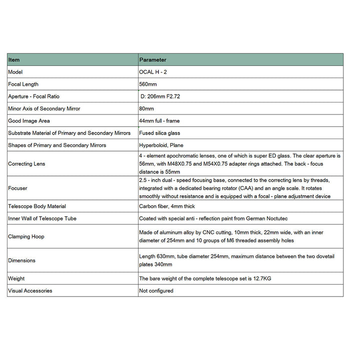 OCAL H-2 D206mm F2.72 560mm Focal Length Newtonian Reflector Telescope (Model H-206) - EngineDIY