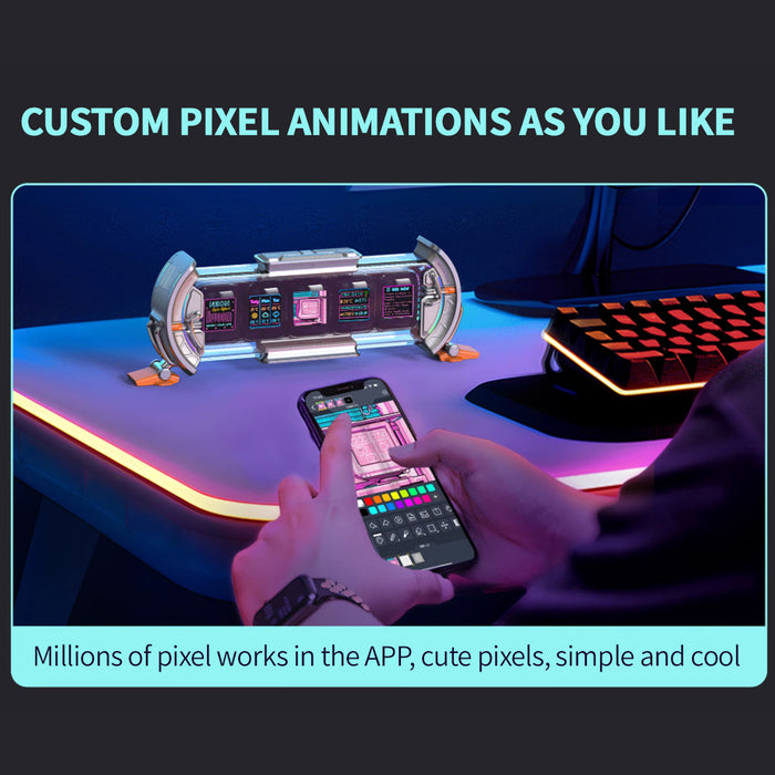 cyberpunk nixie tube clock - diy screen with neon lighting effects, customizable digital desk decor, unique tech gift