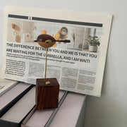 handcrafted wooden long-tailed tit bird model - desktop stress relief display