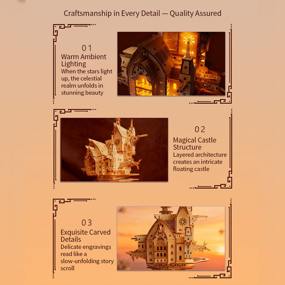 wooden diy sky sanctuary castle 3d model kit desk decor & gift