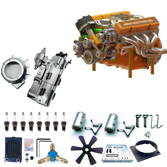 Moteur CISON V8 Pro Small-block 44CC 1/6 Scale Moteur à essence 4 temps 8 cylindres refroidi par eau Kit de modèle de moteur V8 à combustion interne qui fonctionne