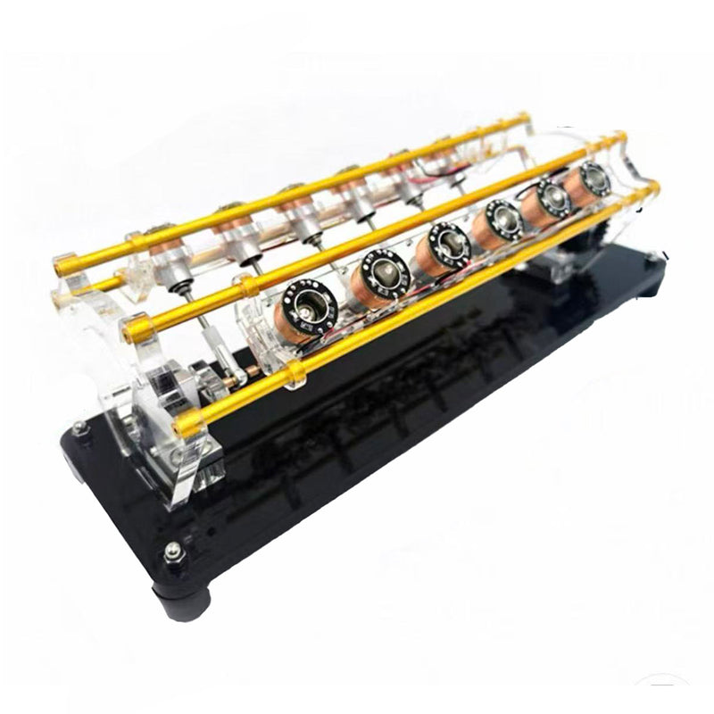 Electromagnetic Engine Model, V12 Multi Cylinder Electromagnet Motor for Physics Teaching-EngineDIY