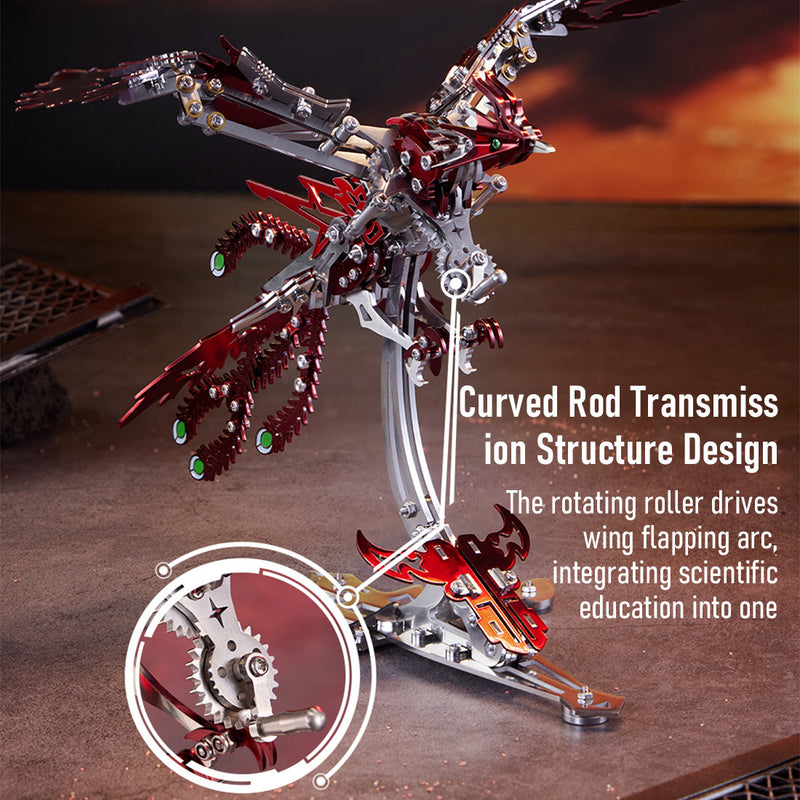Mechanical Phoenix 3D Metal Puzzles Craft Flapping Wing Toys 358Pcs - EngineDIY
