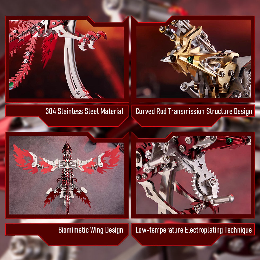 Puzzle 3D en métal Phénix mécanique, jouets artisanaux à ailes battantes, 358 pièces