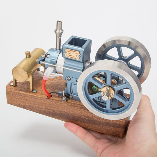 Hit and Miss Engine that Works - ENJOMOR 6cc Antique 4-Stroke Gas IC Engine Green Horizontal Stationary Engine with Ignition Device and Stand