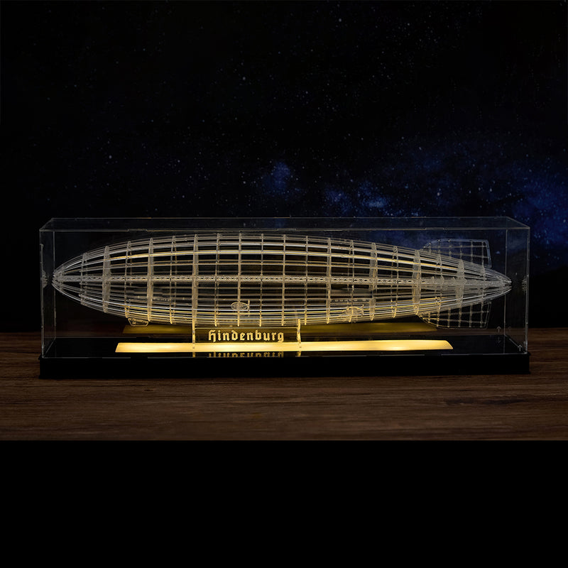 1/453 scale hindenburg zeppelin acrylic frame model kit, transparent assembly model with display case and led base, aviation history diy desktop craft