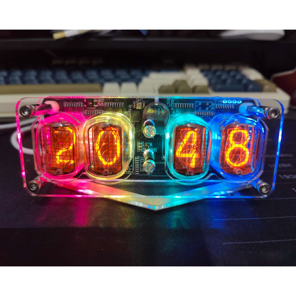 soviet cyberpunk in12 nixie tube clock - retro vintage desktop decor