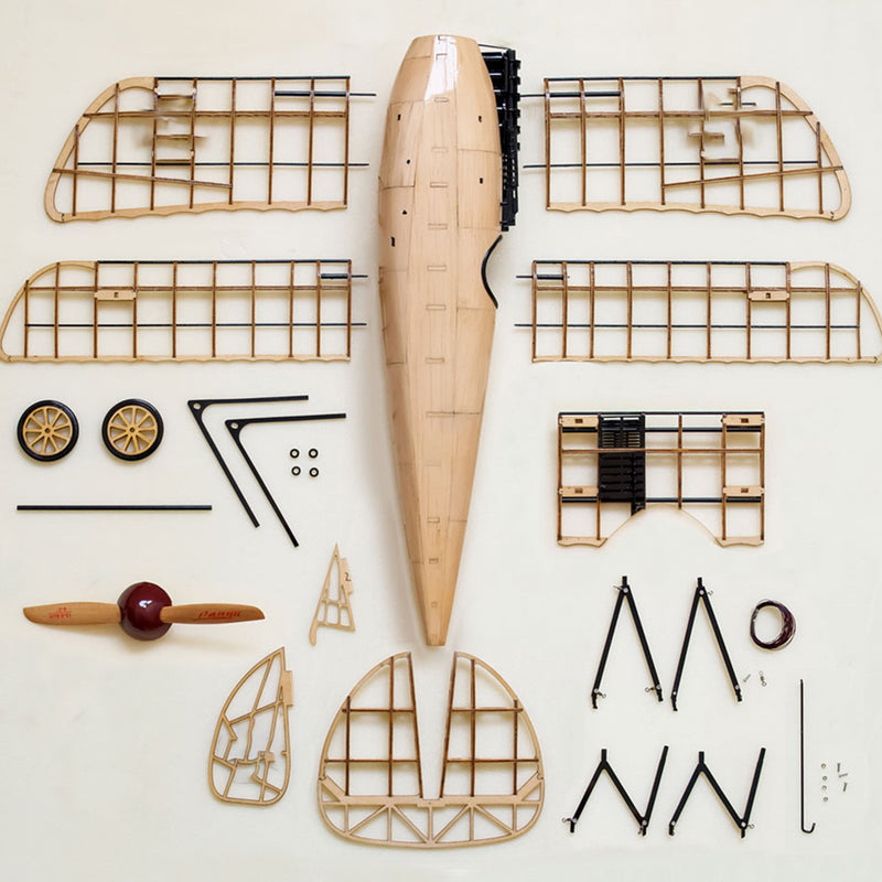 1/18 Scale Albatros D.III WWI Fighter Aircraft Wooden Model Kit, German Biplane Assembly Model, Precision-Cut Skeleton Structure DIY Display for Aviation Collectors