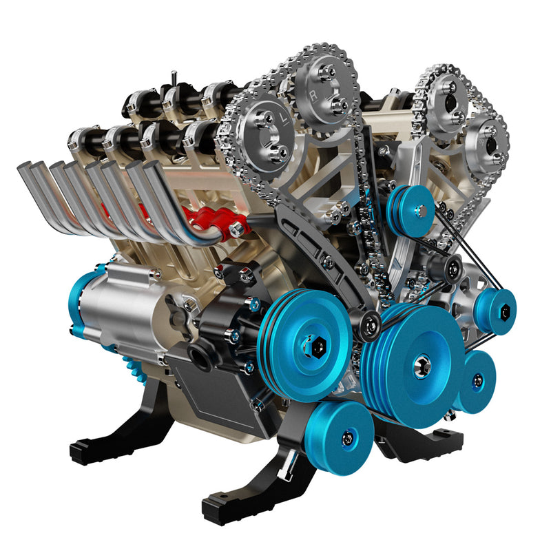 V8 Engine Model Kit that Works - Build Your Own V8 Engine - TECHING 1: 3 Full Metal V8 Car Engine Model Kit 500+Pcs - EngineDIY