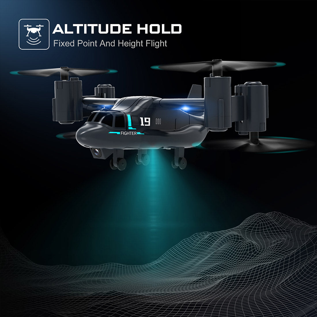 lmrc v-22 2.4g 6ch land/air dual-mode scale rc helicopter model with optical flow positioning